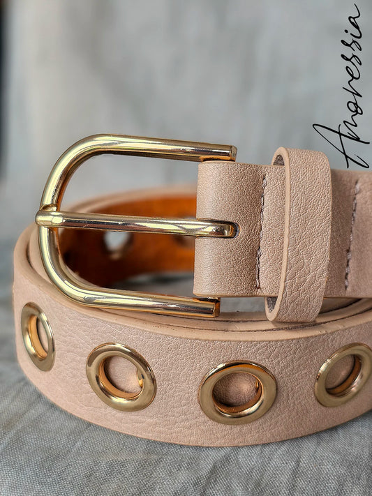 Ceinture beige rosé et rond doré