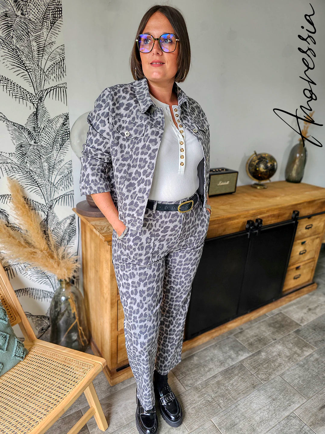 Jean MOM Léopard gris