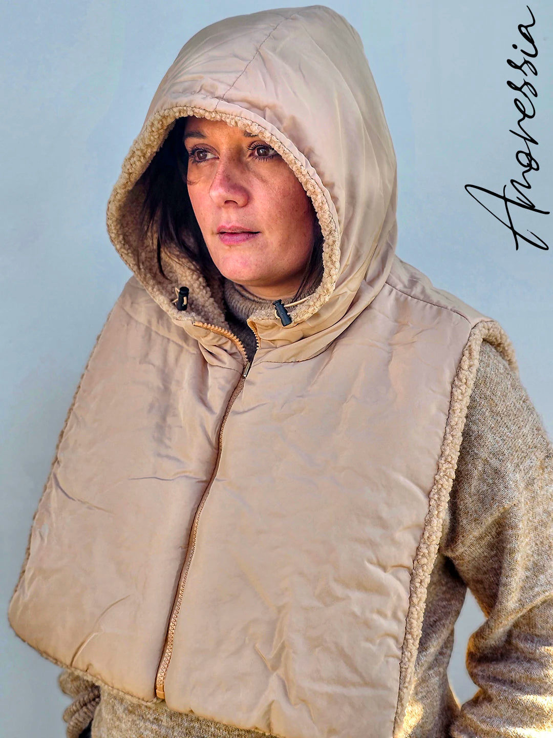 Plastron reversible en sherpa