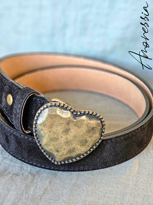 Ceinture Boucle Coeur Noir — Ceinture Noire Boucle Cœur Femme