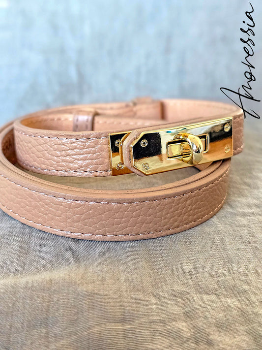 Ceinture Cuir Beige Fermoir Doré