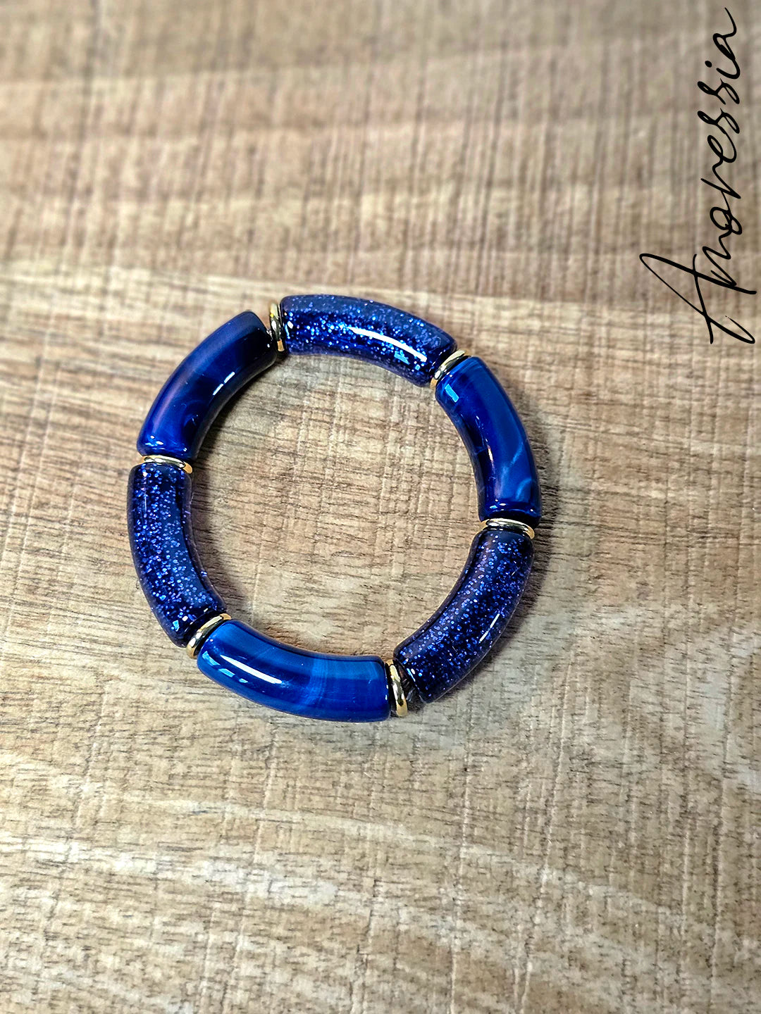 Bracelet Élastique Résine Bleu — Bracelet Résine Bleue Femme zoom