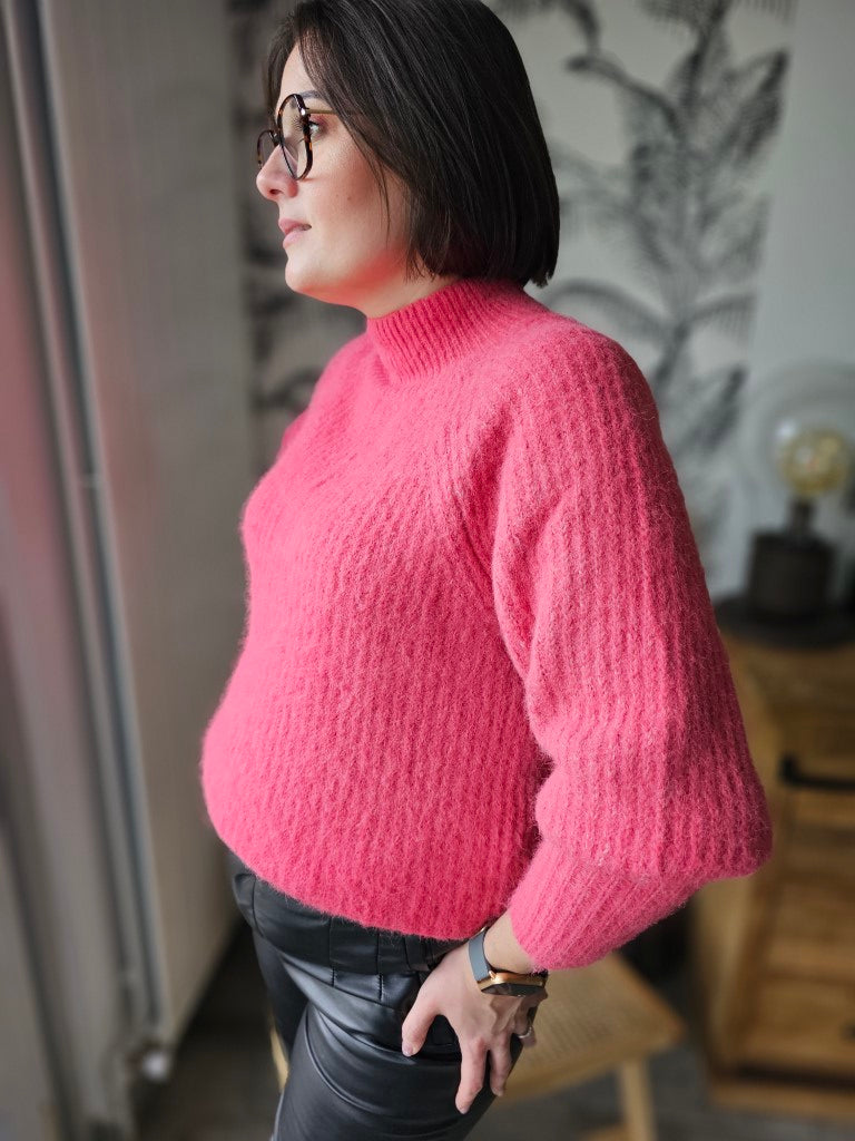 Pull Rose — Pull Rose Maille Femme vue dos