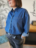 Chemise en Jean — Chemise Denim Coupe Droite Femme