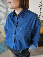 Chemise en Jean — Chemise Denim Coupe Droite Femme vue détail