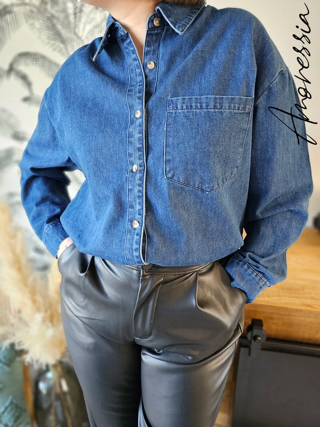 Chemise en Jean — Chemise Denim Coupe Droite Femme autre vue