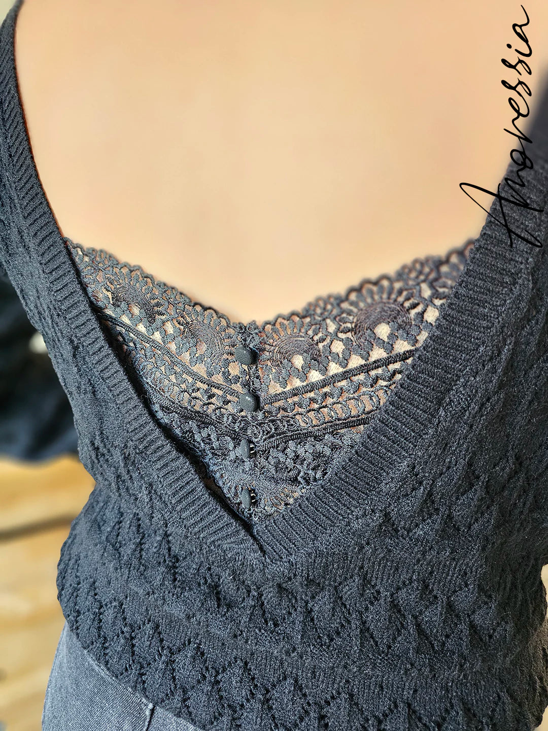 Pull Pia noir — Pull Noir Femme vue détail
