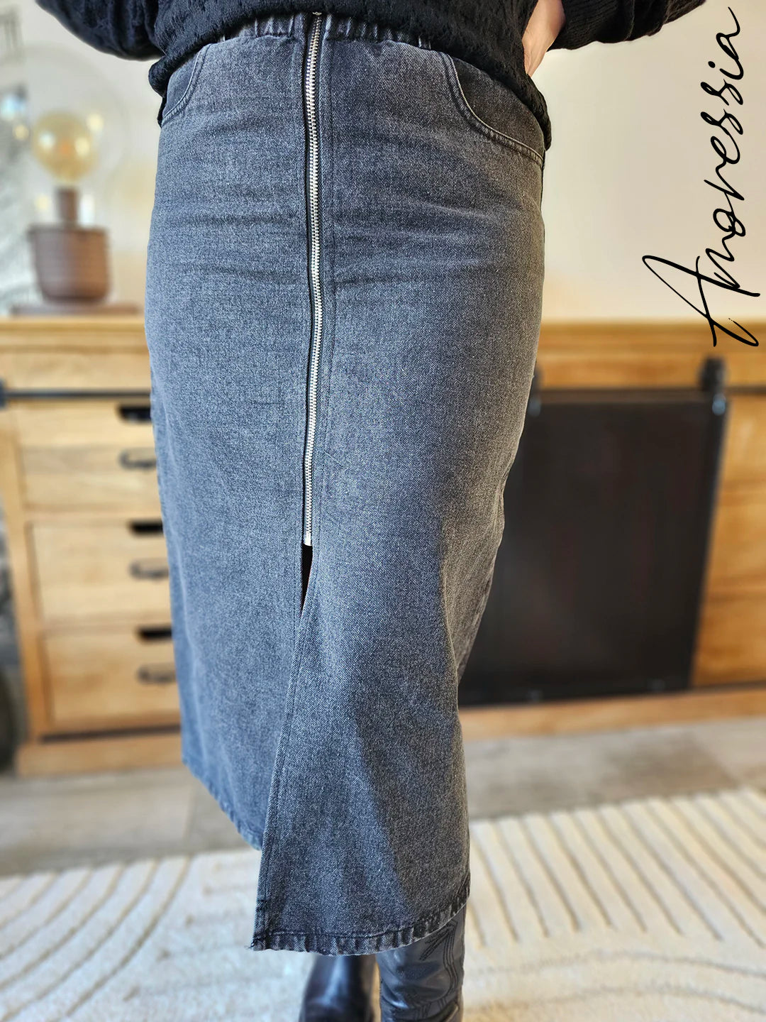 Jupe en jean grise — Jupe Jean Grise Femme