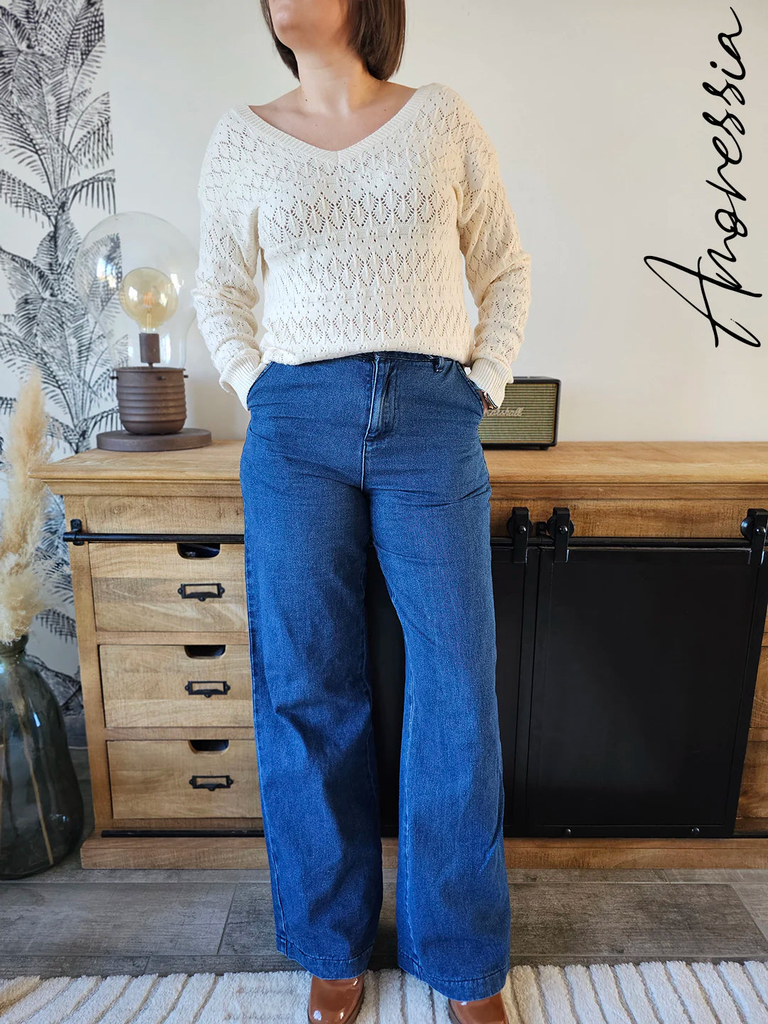 Pull Pia Ecru — Pull Écru Femme autre vue