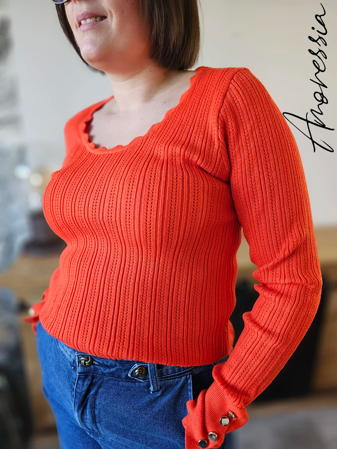 Pull Léa — Pull Maille Femme modèle 2 photo portée