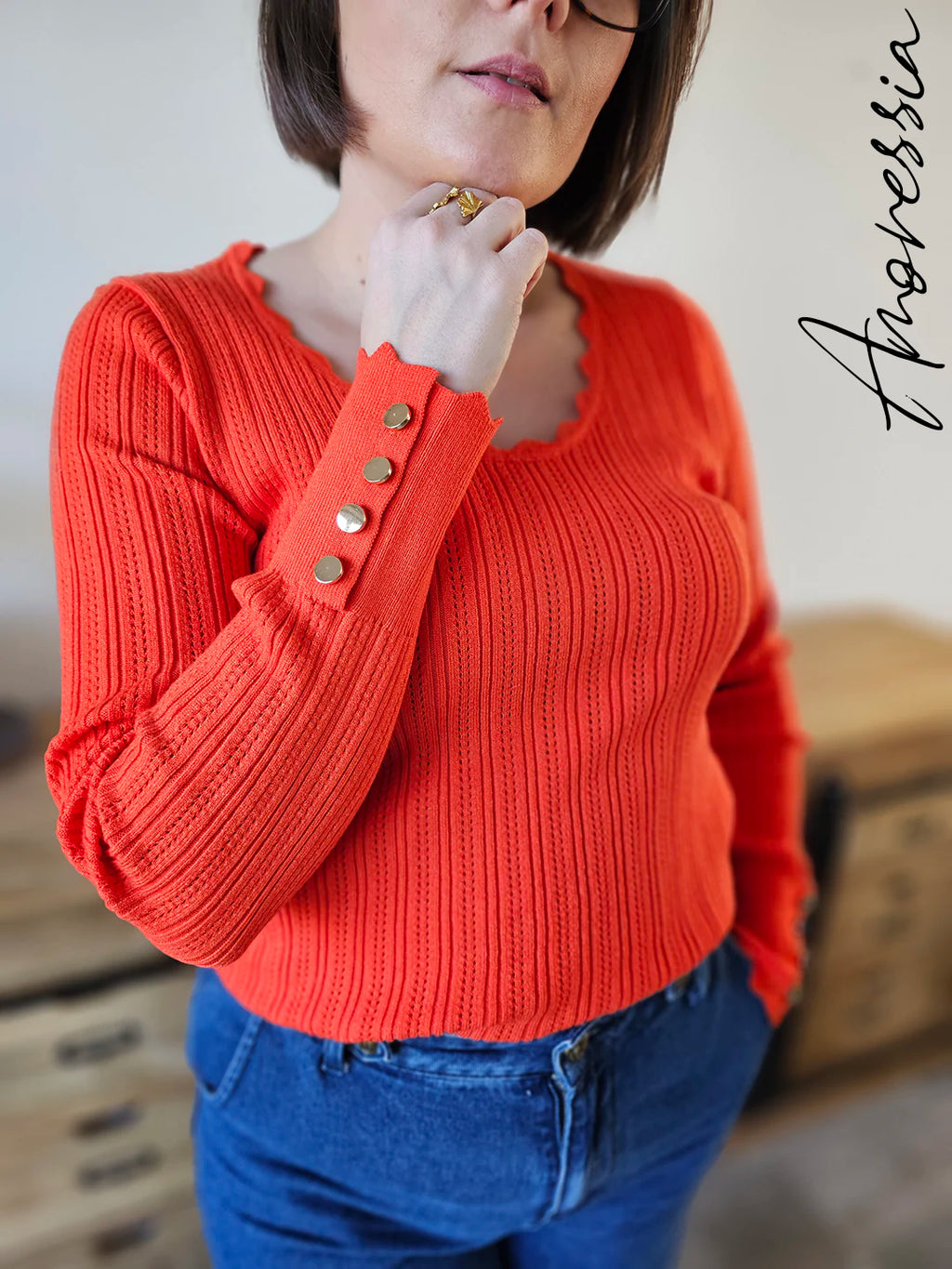 Pull Léa — Pull Maille Femme modèle 2 vue détail
