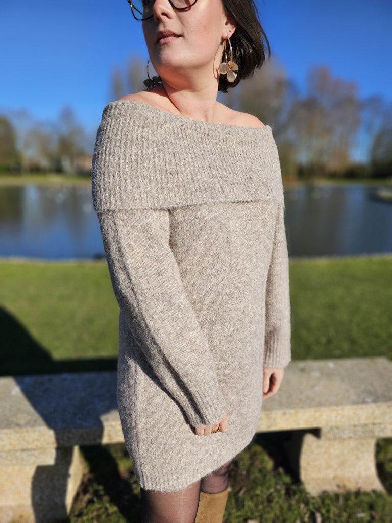 Robe pull Bardot — Robe Pull Bardot Femme