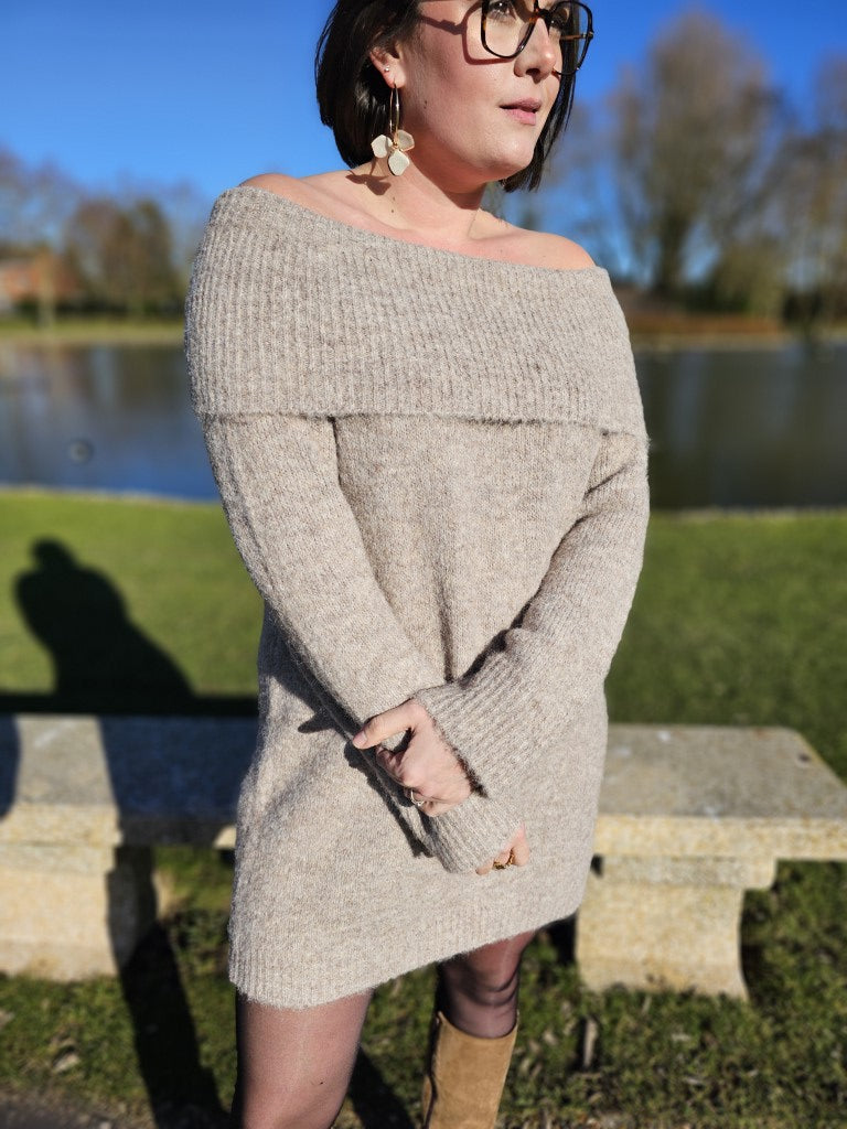 Robe pull Bardot — Robe Pull Bardot Femme autre vue