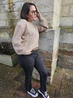 Pull taupe — Pull Taupe Femme zoom