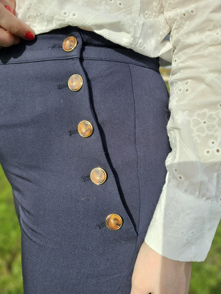 Pantalon Marine — Pantalon Bleu Marine Femme autre vue