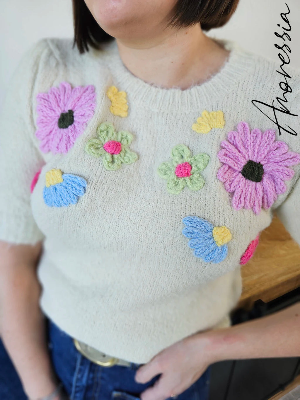 Pull Flower — Pull Fleuri Femme
