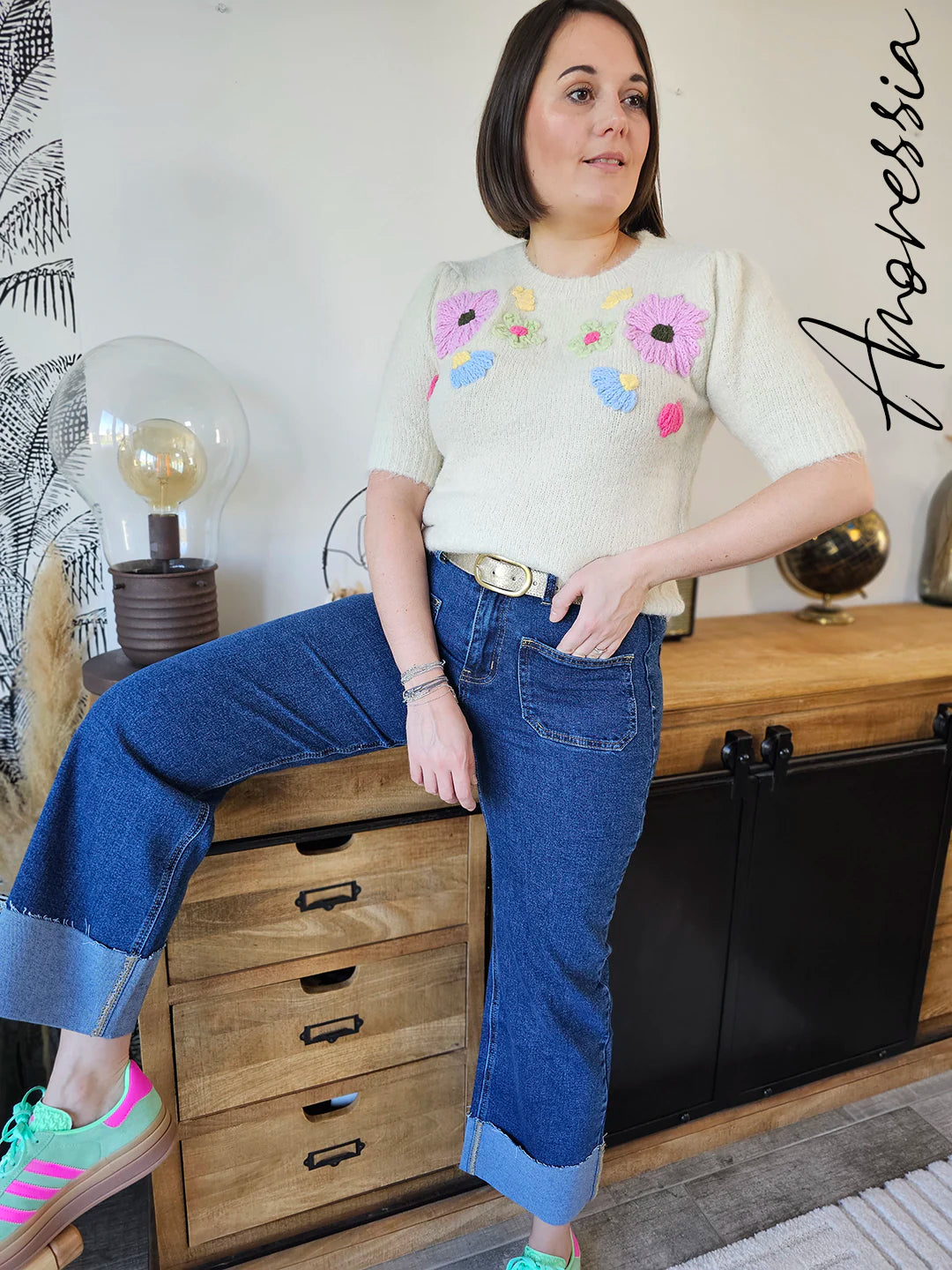 Pull Flower — Pull Fleuri Femme vue dos