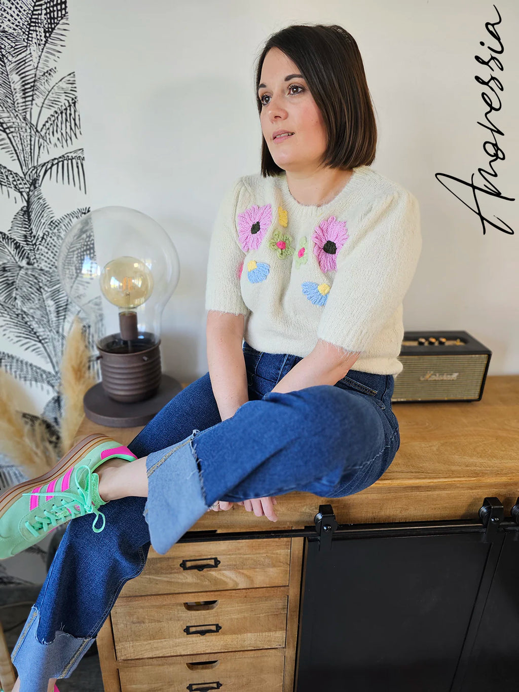 Pull Flower — Pull Fleuri Femme zoom imprimé