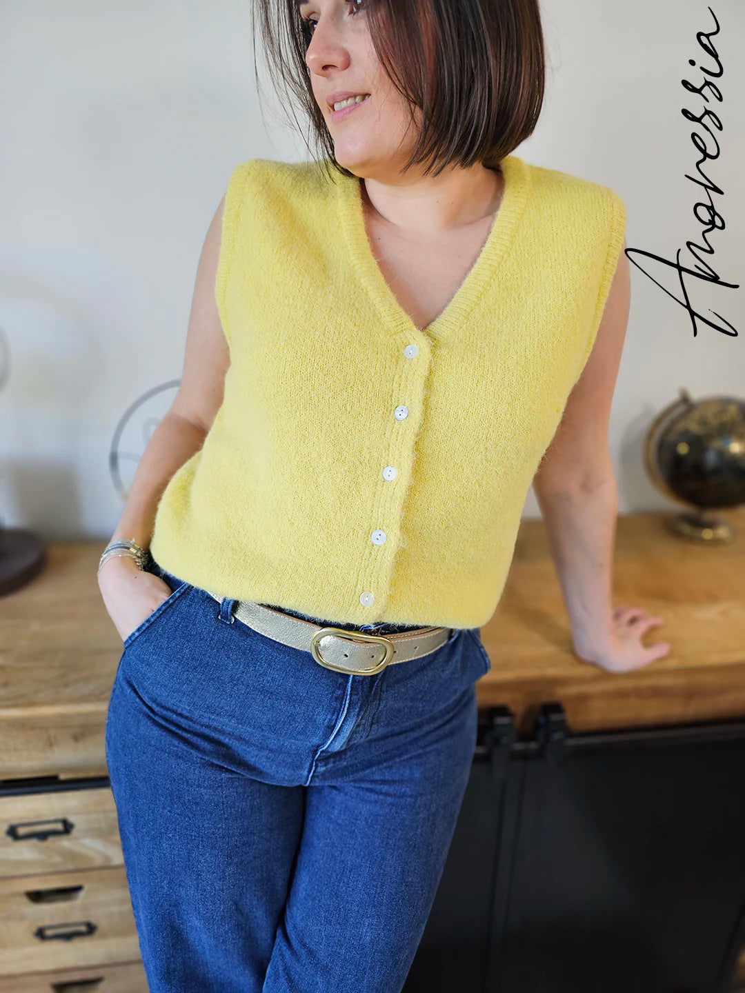 Gilet Aurum — Gilet Doré Élégant Femme vue détail