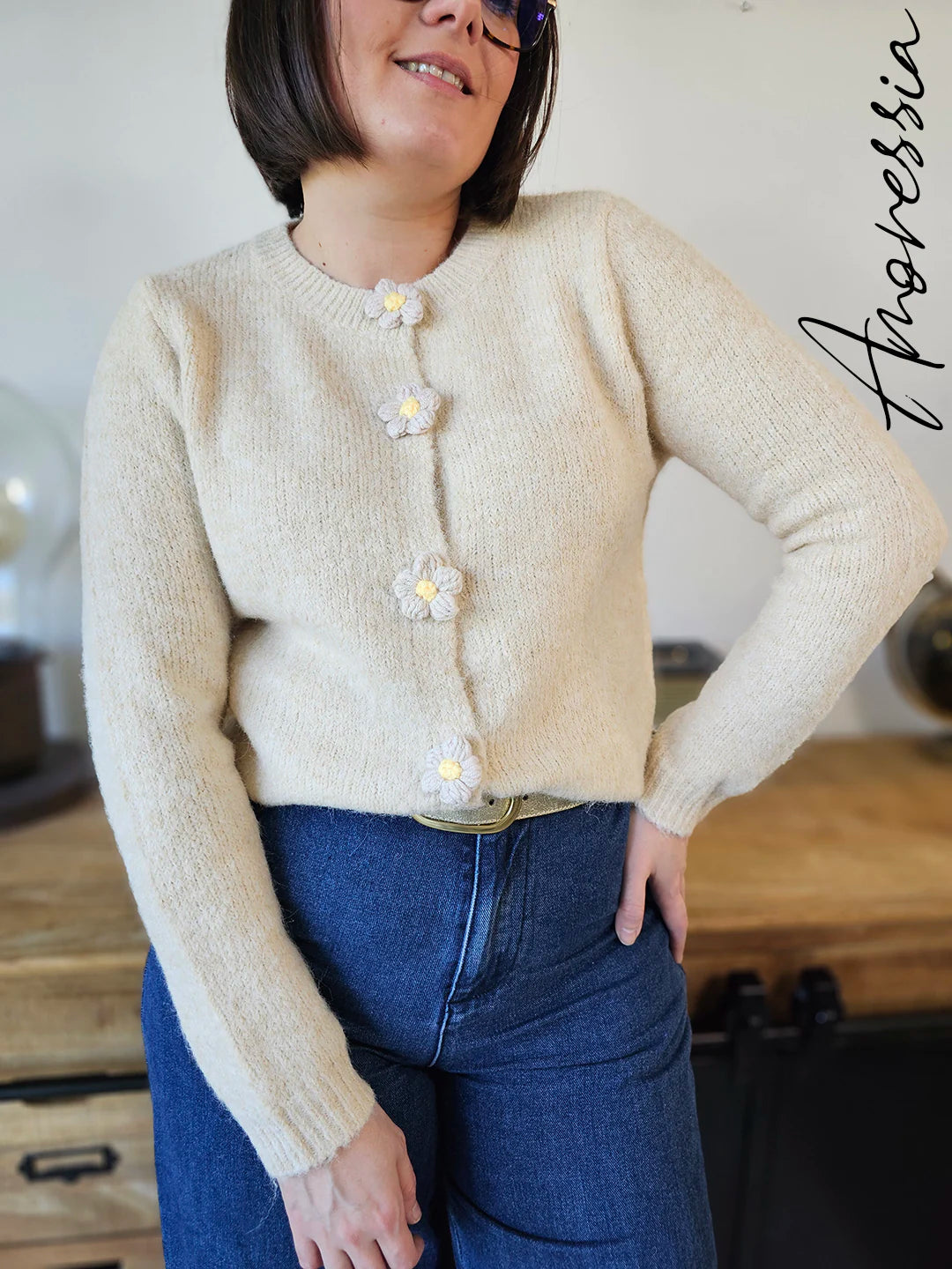 Gilet Florie — Gilet Fleuri Femme Printemps vue détail