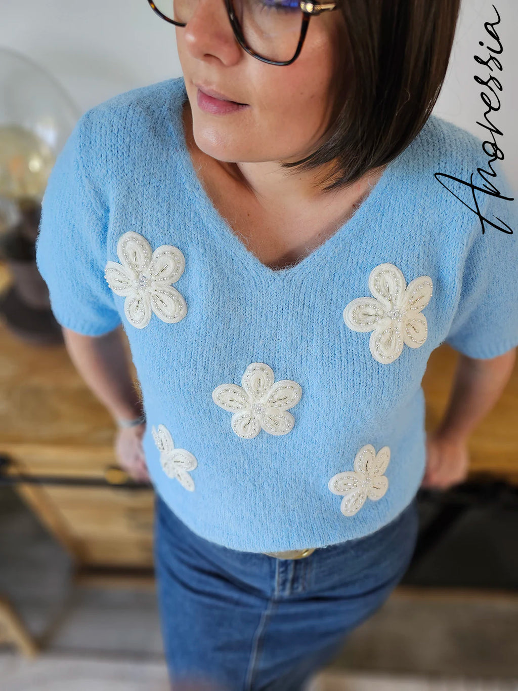 Pull Azur — Pull Bleu Femme vue dos