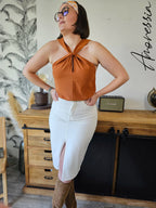 Débardeur Jena — Débardeur Côtelé Femme Été modèle 2 photo lifestyle