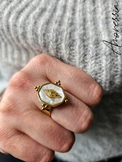 Bague Blanche — Bague Résine Blanche Réglable Femme