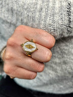 Bague Blanche — Bague Résine Blanche Femme photo portée