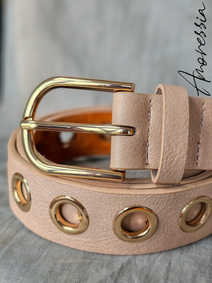 Ceinture beige rosé et rond doré