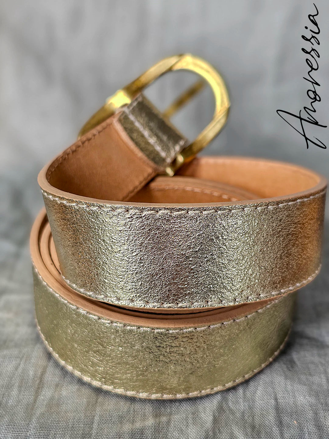 Ceinture cuir doré best sale