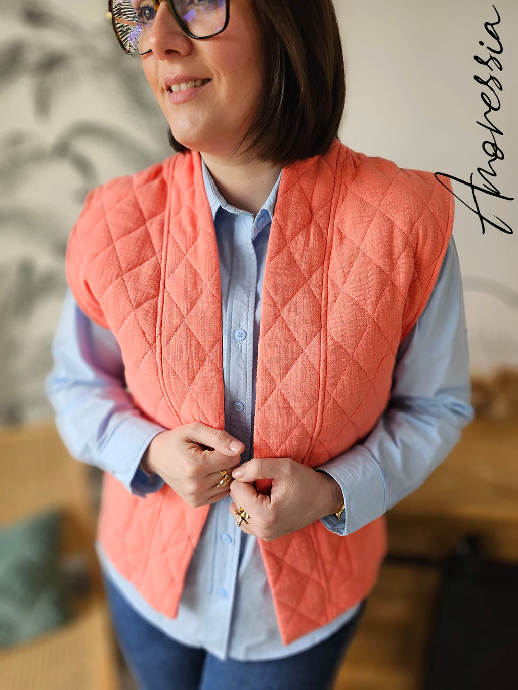 Gilet Arancia — Gilet Orange Ouvert Femme