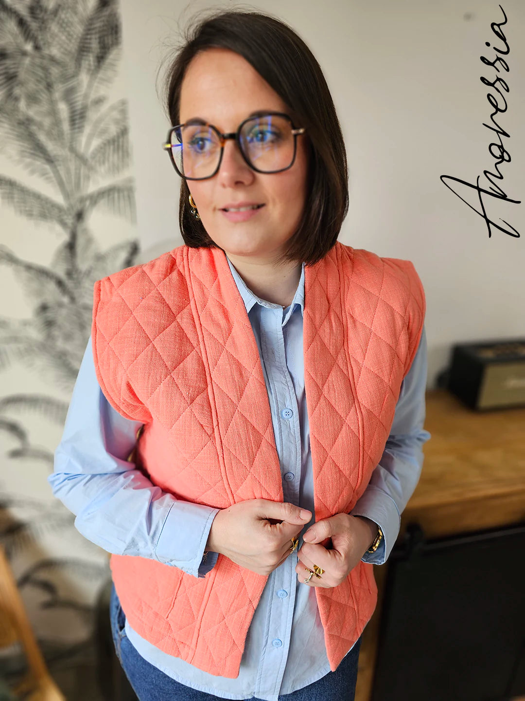 Gilet Arancia — Gilet Orange Ouvert Femme vue détail