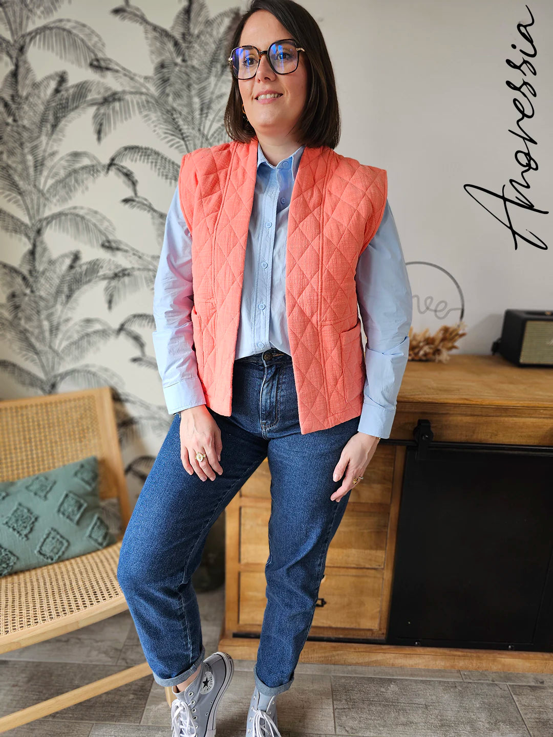 Gilet Arancia — Gilet Orange Ouvert Femme