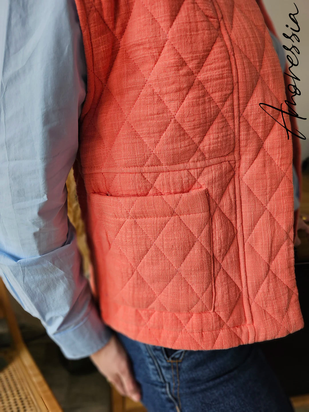 Gilet Arancia — Gilet Orange Ouvert Femme