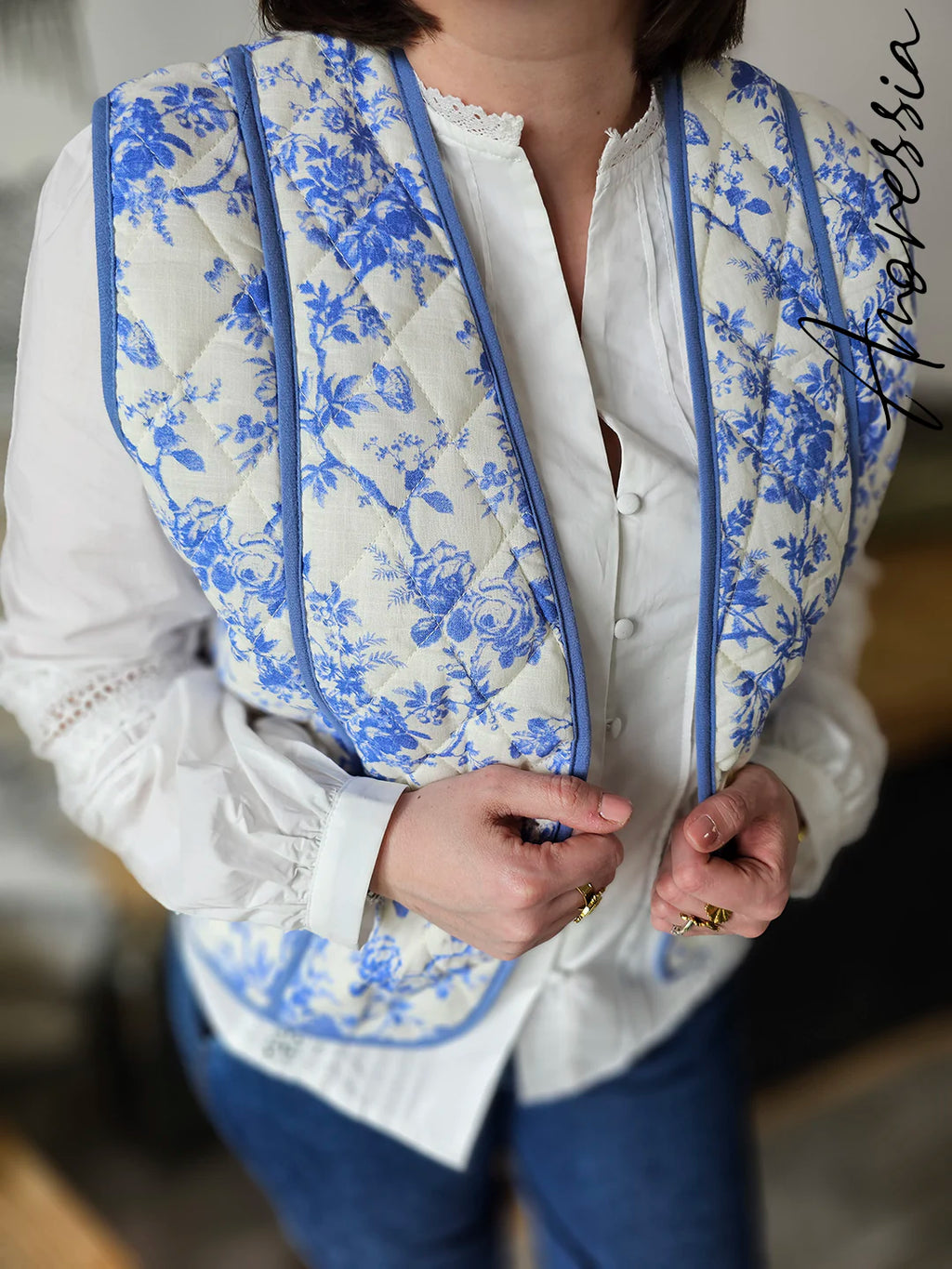 Gilet Blu — Gilet Bleu Doux Femme vue détail