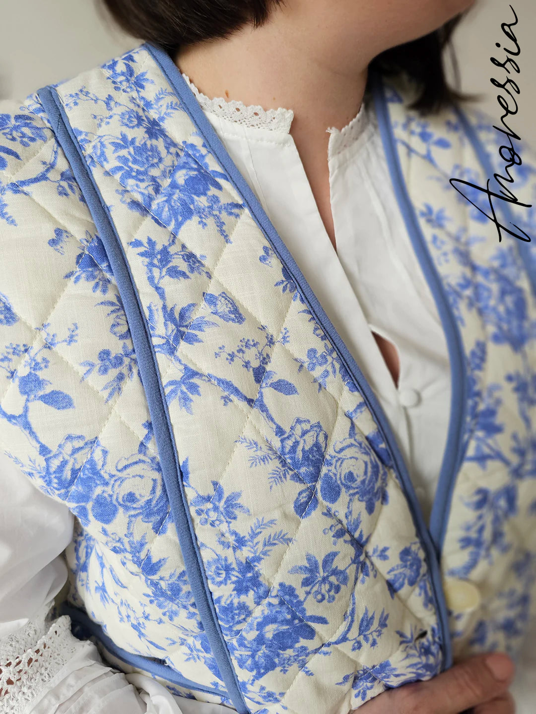 Gilet Blu — Gilet Bleu Doux Femme look complet