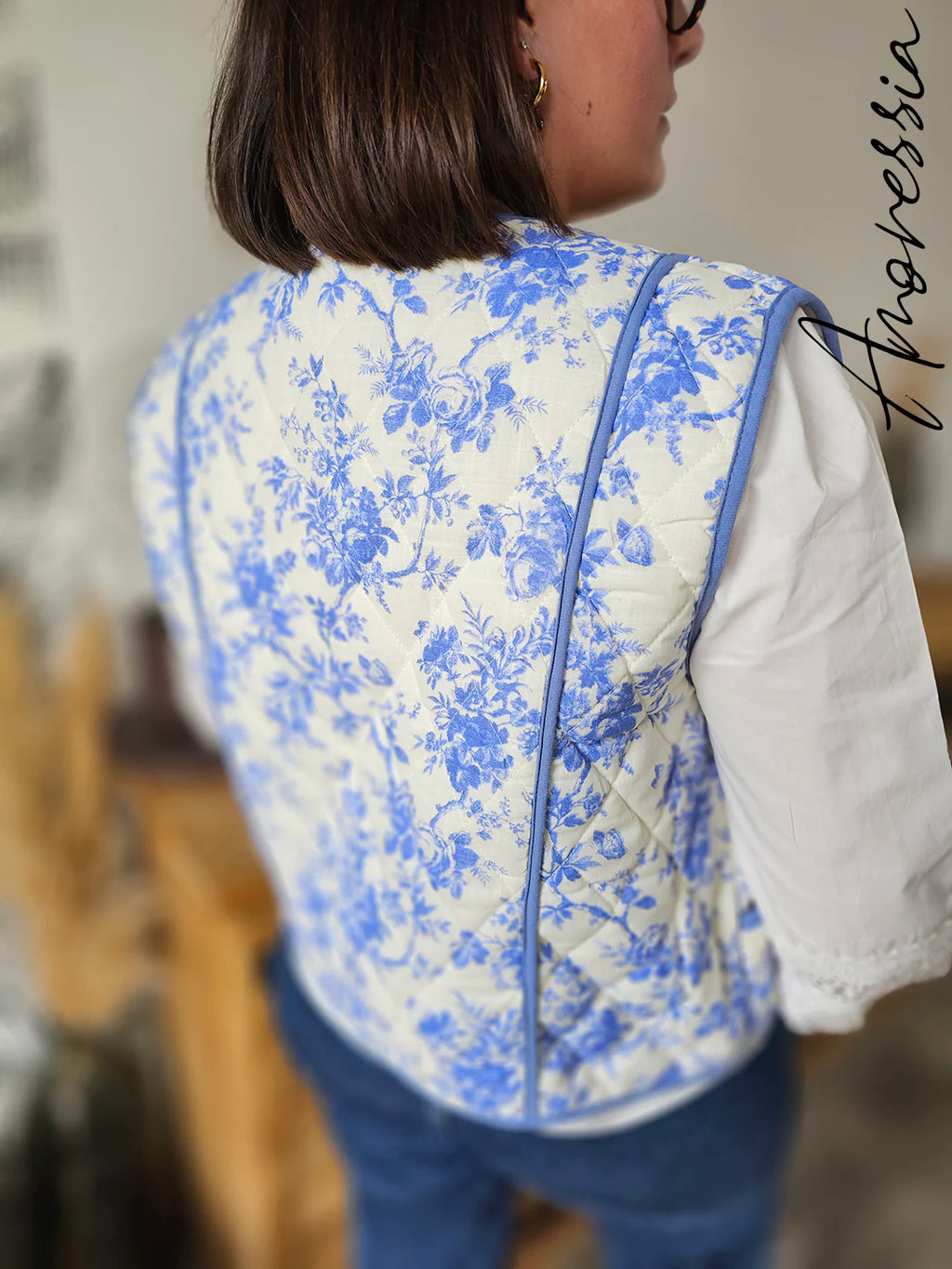 Gilet Blu — Gilet Bleu Doux Femme détail