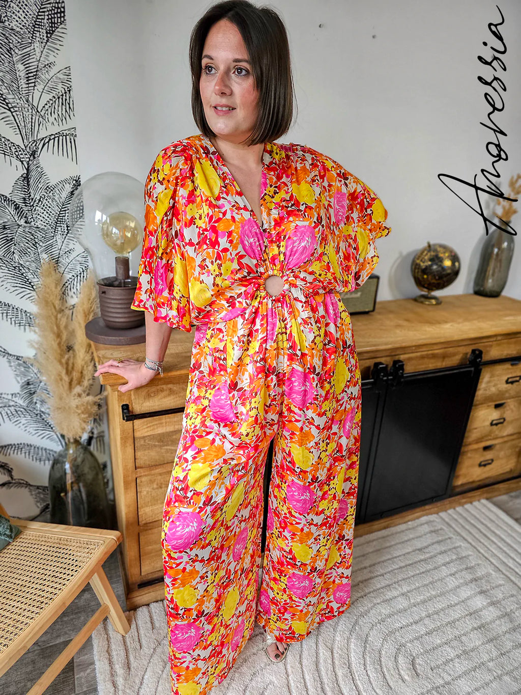 Combinaison April — Combinaison Pantalon Floral Manches Courtes Femme