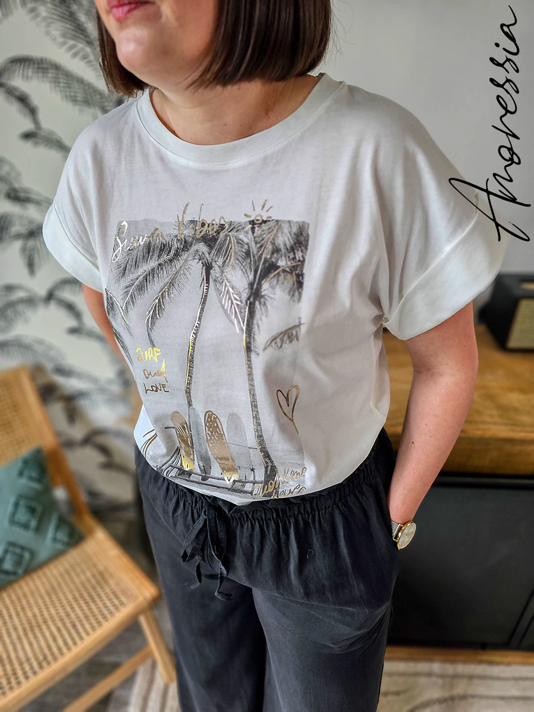 T-Shirt Palmier — T-Shirt Imprimé Palmier Femme