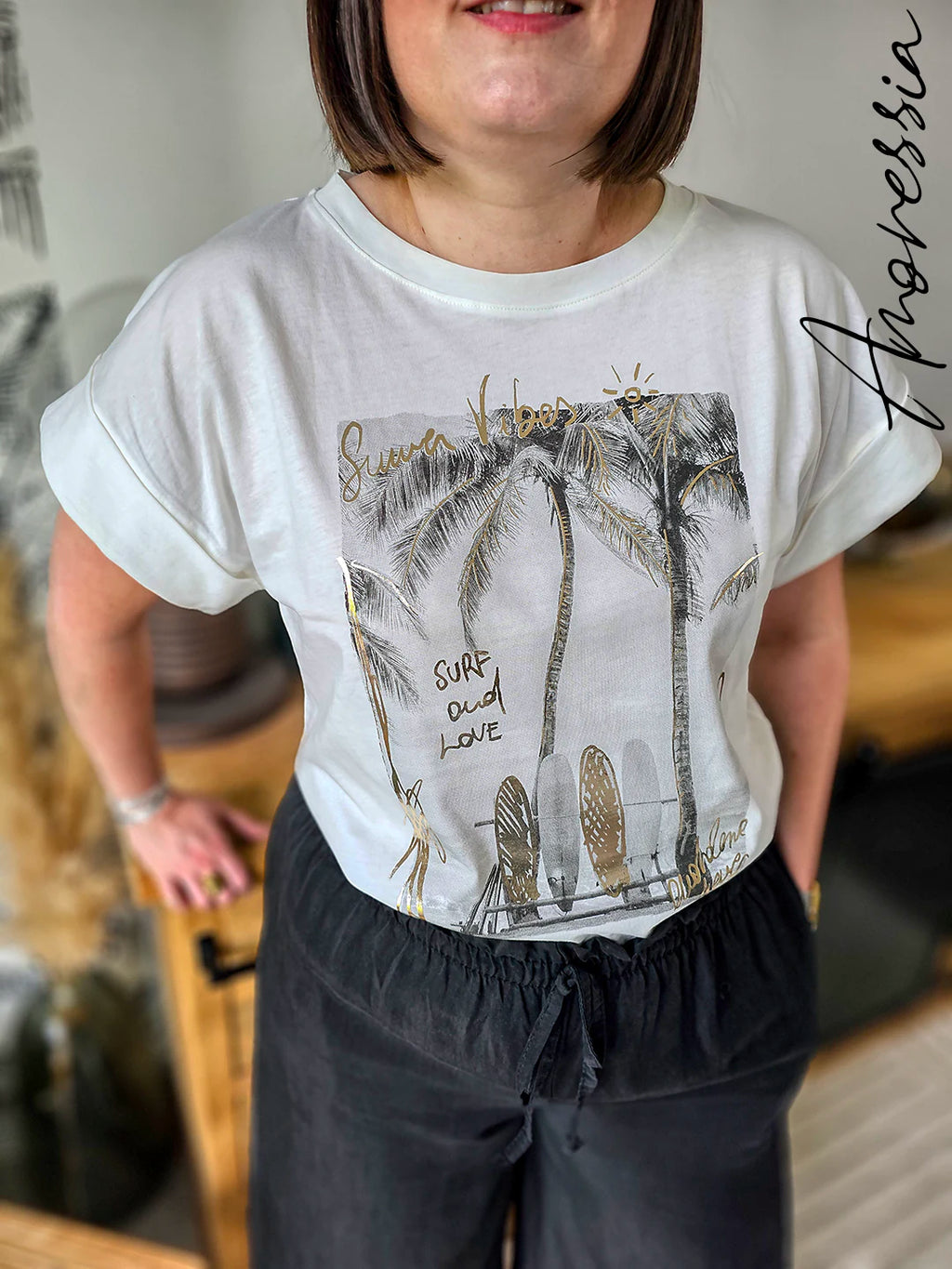 T-Shirt Palmier — T-Shirt Imprimé Palmier Femme