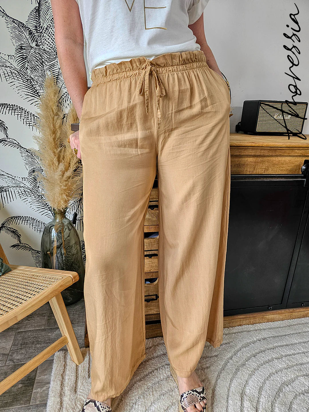 Pantalon Hélie Camel — Pantalon Camel Élégant Femme