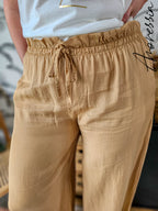 Pantalon Hélie Camel — Pantalon Camel Élégant Femme vue détail