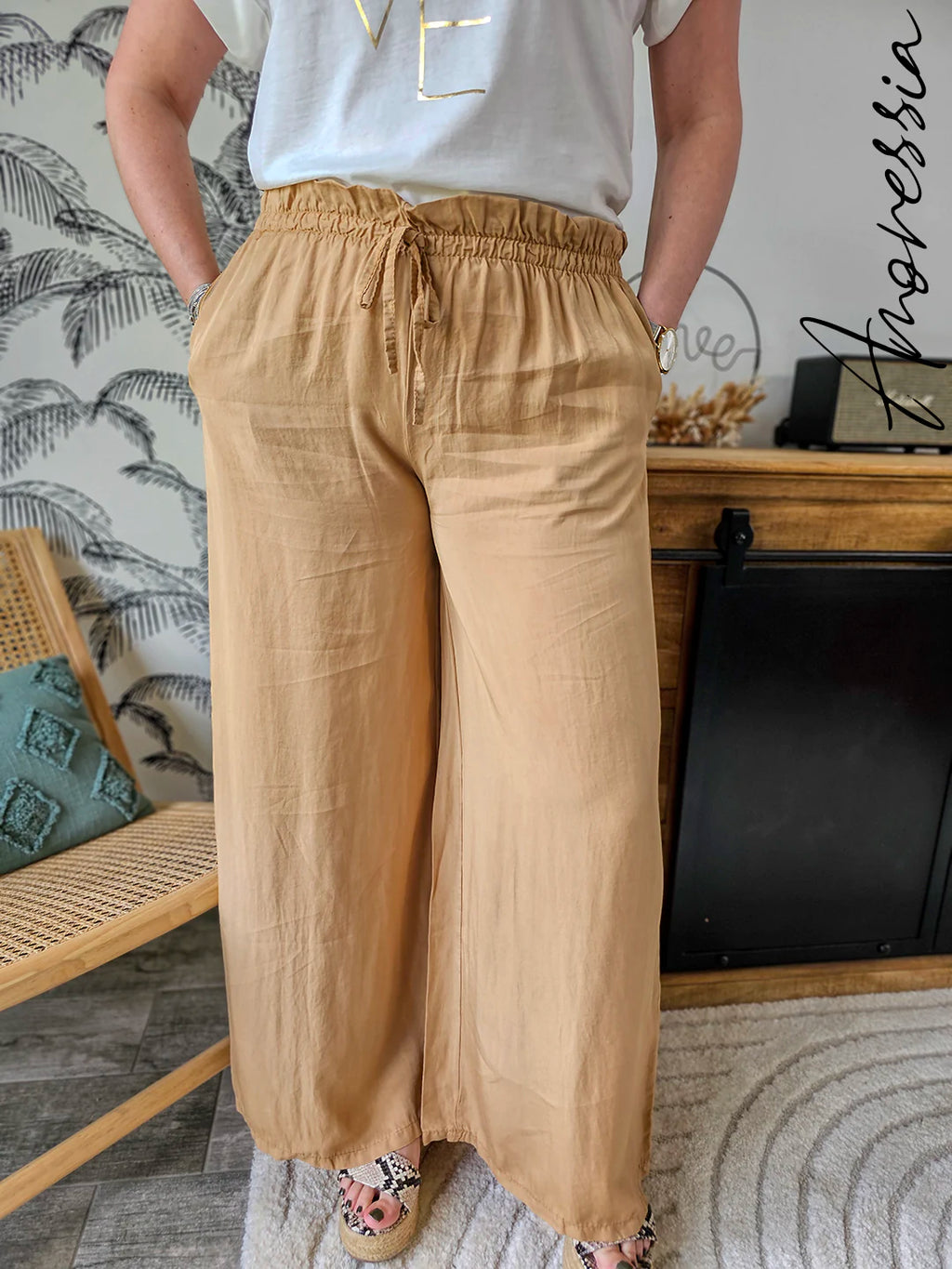 Pantalon Hélie Camel — Pantalon Camel Élégant Femme autre vue