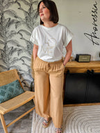 Pantalon Hélie Camel — Pantalon Camel Élégant Femme zoom