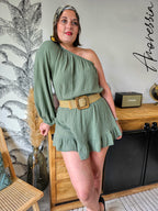 Combi-Short Cachi — Combishort Kaki Femme Été autre vue