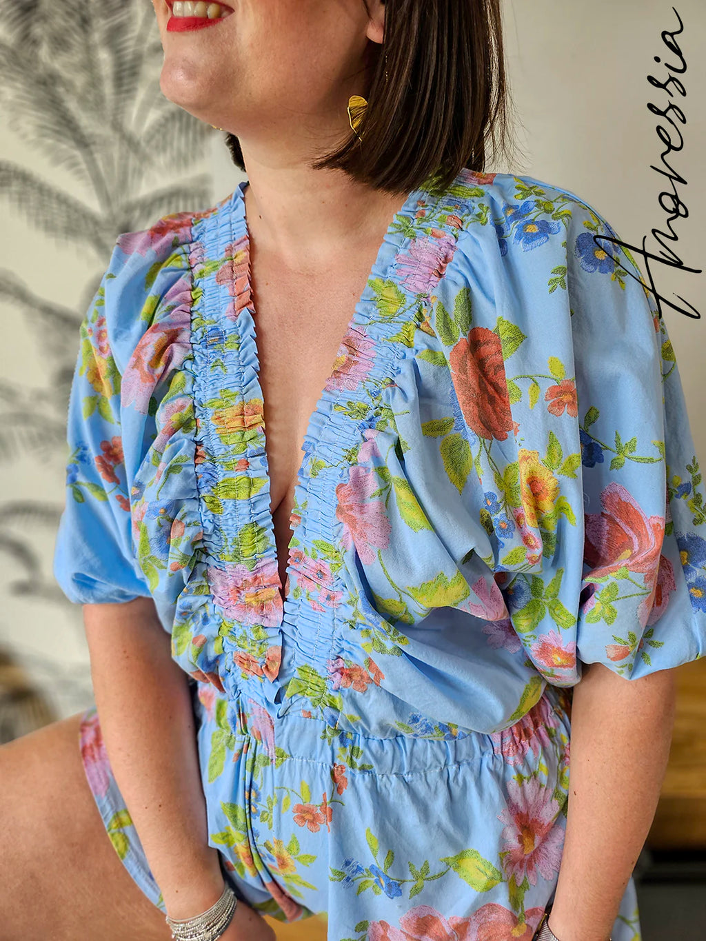 Combishort Toscane — Combishort Imprimé Floral Femme Été vue détail