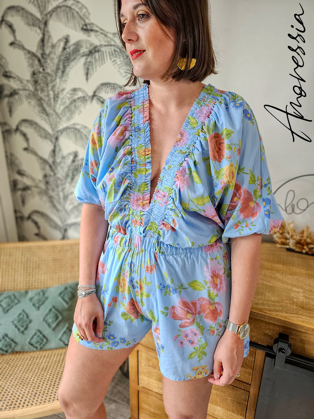 Combishort Toscane — Combishort Imprimé Floral Femme Été