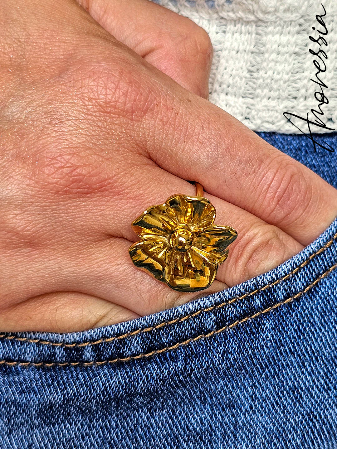 Bague Fleur — Bague Fleurie Dorée Femme
