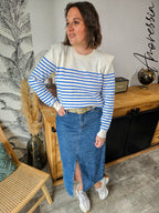 Jupe longue en jean — Jupe Longue Denim Femme photo lifestyle