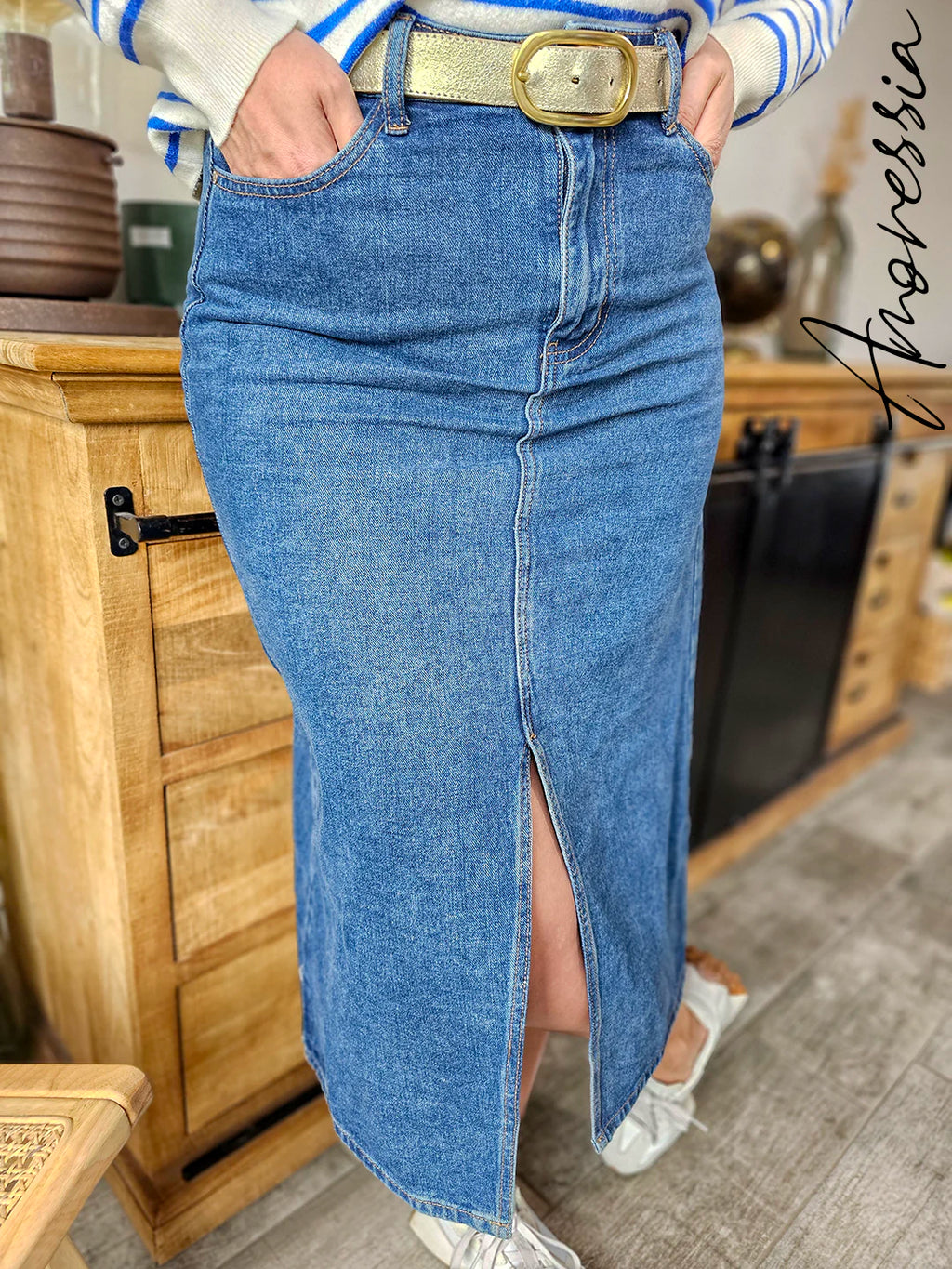 Jupe longue en jean — Jupe Longue Denim Femme autre vue